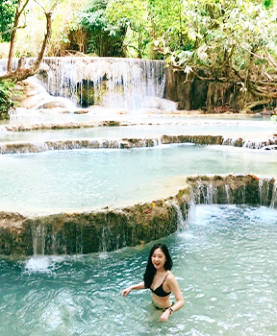 Immersion in Kuang Si waterfall Laos by Mrs.Adriele