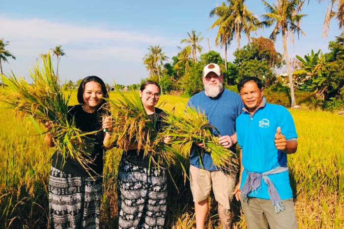 Harvesting rice in Cambodia’s peaceful countryside