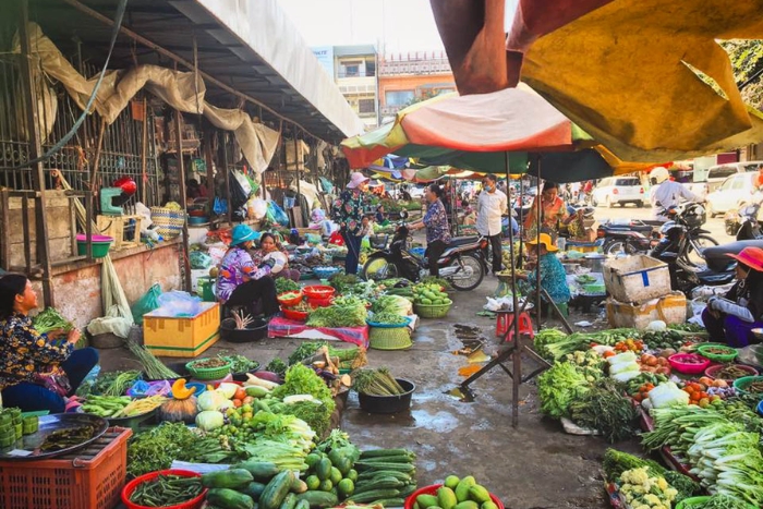 Immersion in local life at Battambang market in the itinerary Battambang 5 days
