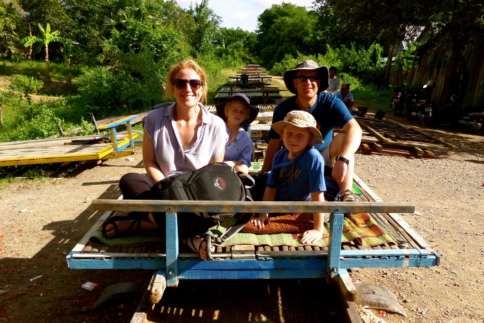 Try the bamboo train on your family trip in Battambang