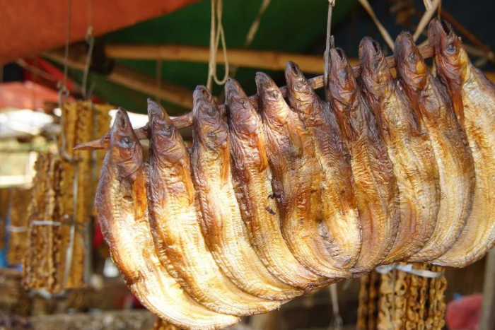 Dried fish from the Mekong in Kratie