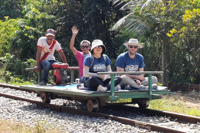 Discovering the Bamboo Train in Battambang when visiting Cambodia with family