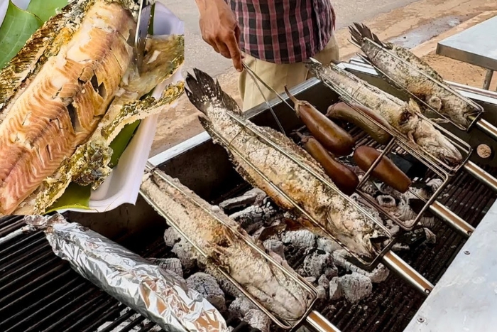Grilled fish is a very popular Cambodian street food