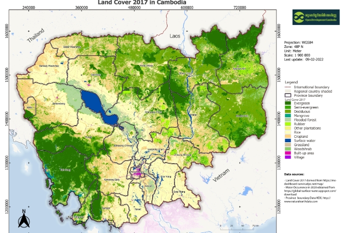 The topography of Cambodia