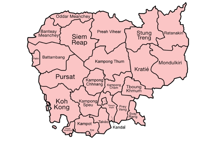 Cambodia has 25 provinces and municipalities