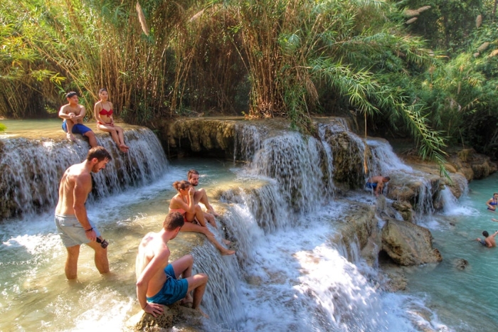 Relax at Kuang Si waterfall