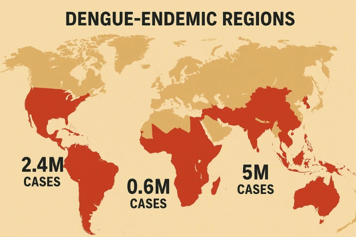 The worldwide distribution of dengue fever