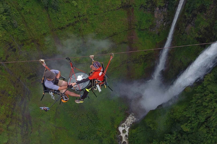 Ziplining over Tad Fane waterfall is a unique experience you definitely have to try