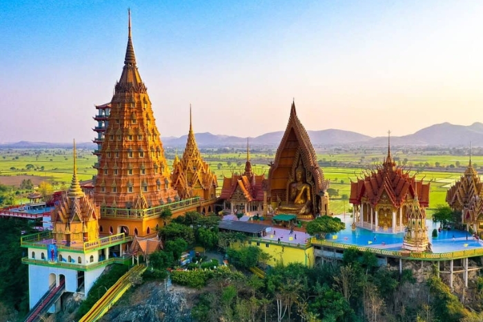 Mysterious temple in the middle of steep mountains and forests