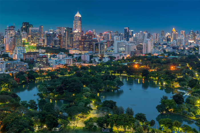 Walking in Lumphini Park during a 2-day trip to Bangkok