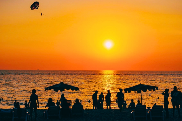 Watching a golden sunset at Karon Beach