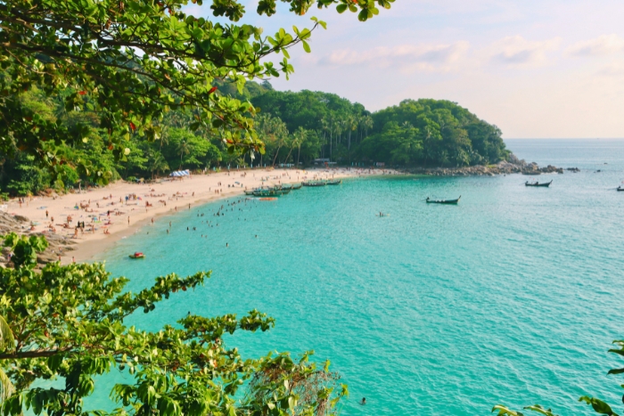 Turquoise water surrounds Freedom Beach in Phuket