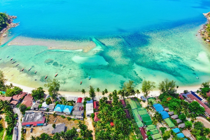 Shallow lagoon forms natural patterns near Koh Phangan