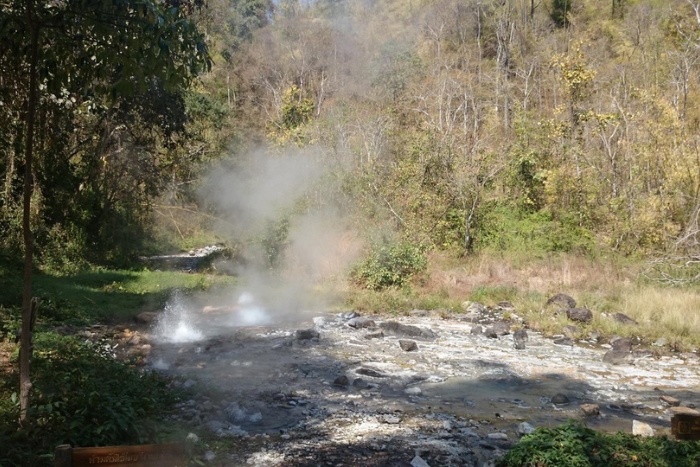 The Pong Duet Geyser hot springs, the largest natural geyser in northern Thailand