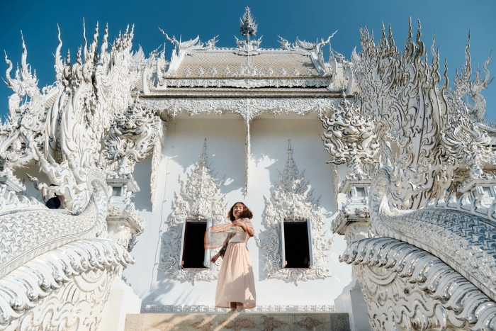 Visit Wat Rong Khun during your trip in Northern Thailand with kids