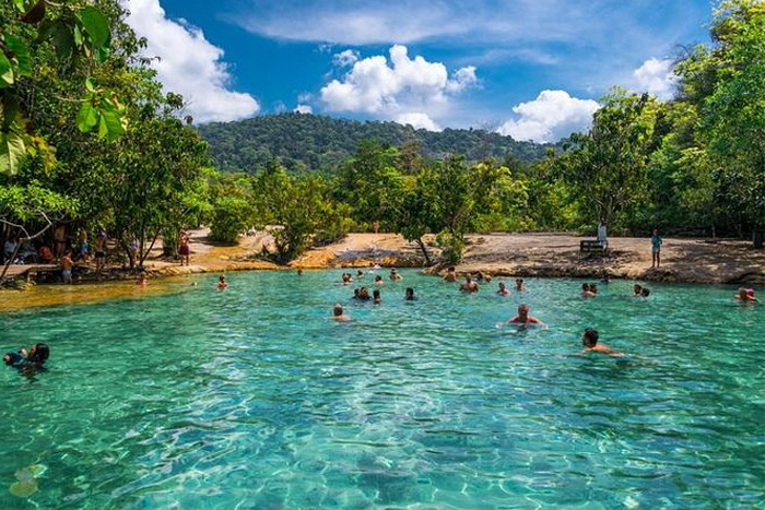 Hot springs in the rainforest of Krabi Thailand