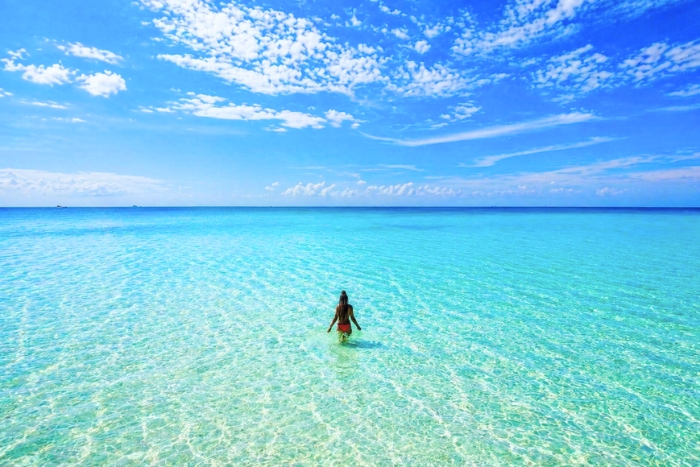 Enjoying a swim in the clear waters of Koh Rong