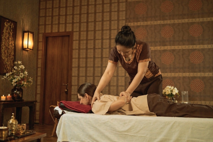 Moment of relaxation with a traditional Thai massage