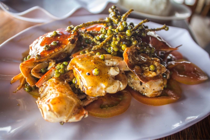 Pepper crabs are a specialty in Kep, 15 days in Vietnam Cambodia