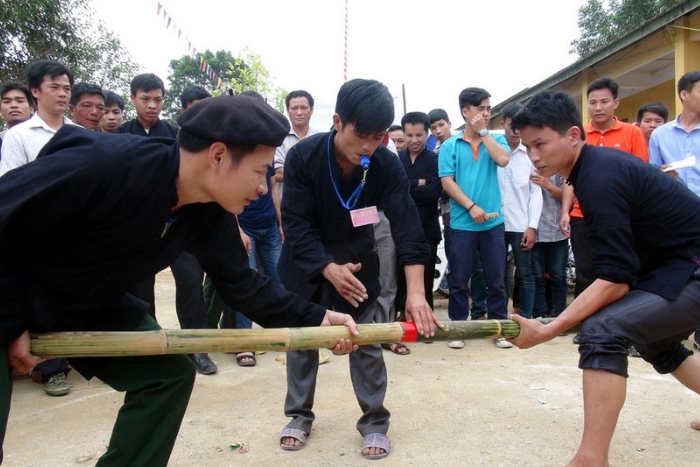 Young people participate in folk games during the festival