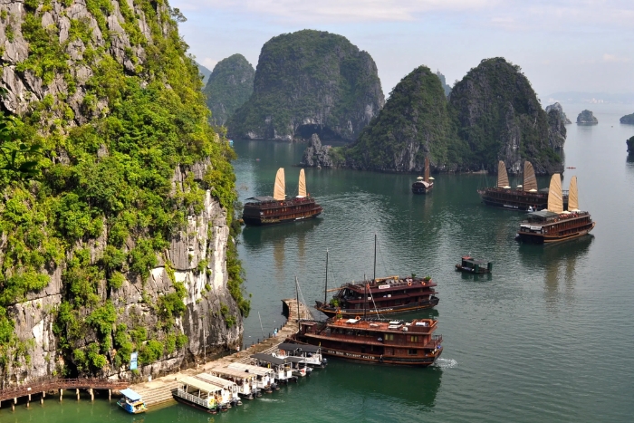 Ong Cam area in the first day of Lan Ha bay 3-day cruise