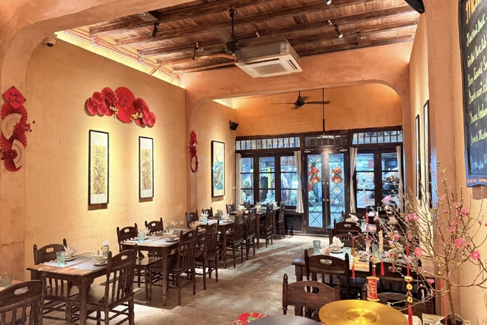 Inside space of Lan Ong restaurant in Hanoi