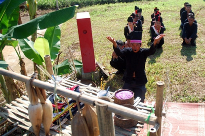 The shaman performs sacred rituals during the Rainfall Festival in Dien Bien