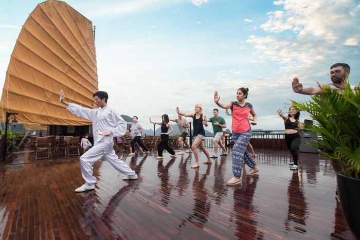 You can participate in the Tai Chi session on the sun deck in the morning