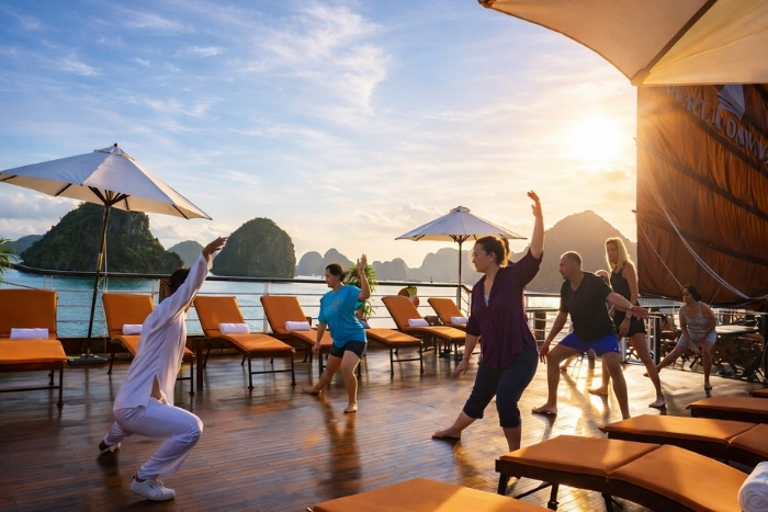 A moment of absolute calm: Tai Chi on Halong Bay in winter