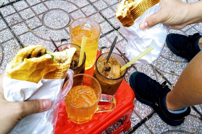 Ca phe bet with Banh my in Saigon