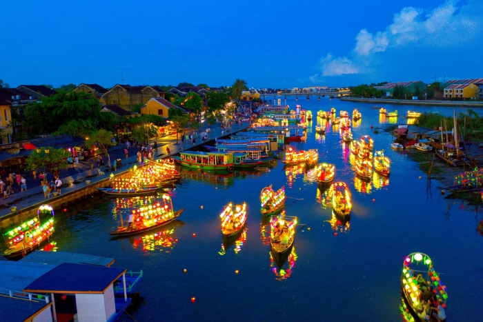 Boat ride with lanterns on the Thu Bon river in Hoi An