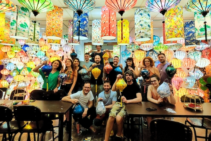 Taking part in a lantern-making workshop in Hoi An