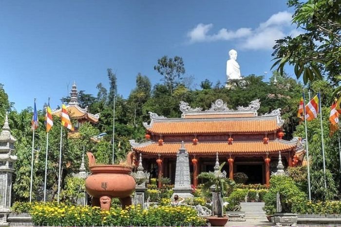 Long Son Pagoda is famous for its giant white Buddha overlooking Nha Trang from the hill