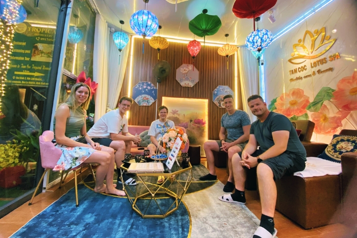 Enjoying a quiet spa moment before nightfall