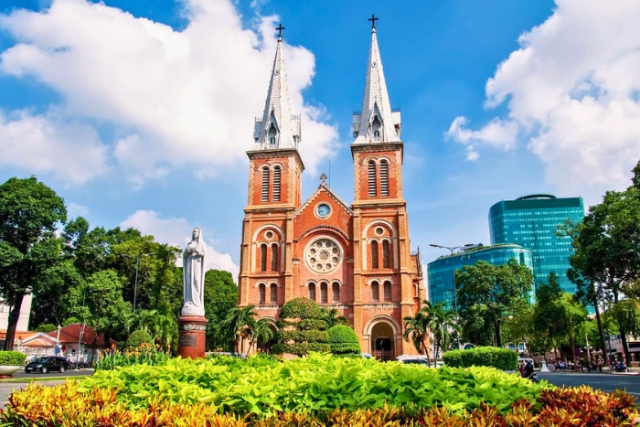Notre Dame Cathedral on a budget-friendly 10 day Vietnam itinerary