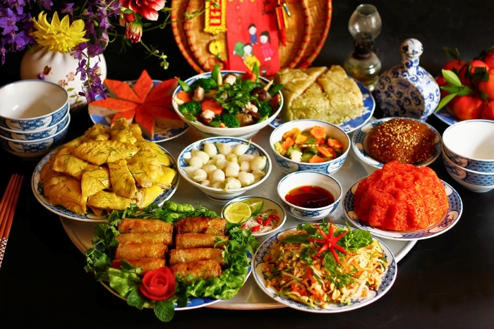 Traditional Vietnamese fried spring rolls served during Tet Holiday