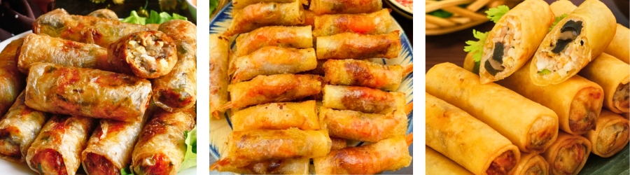 Enjoying Vietnamese fried spring rolls during a trip to Vietnam