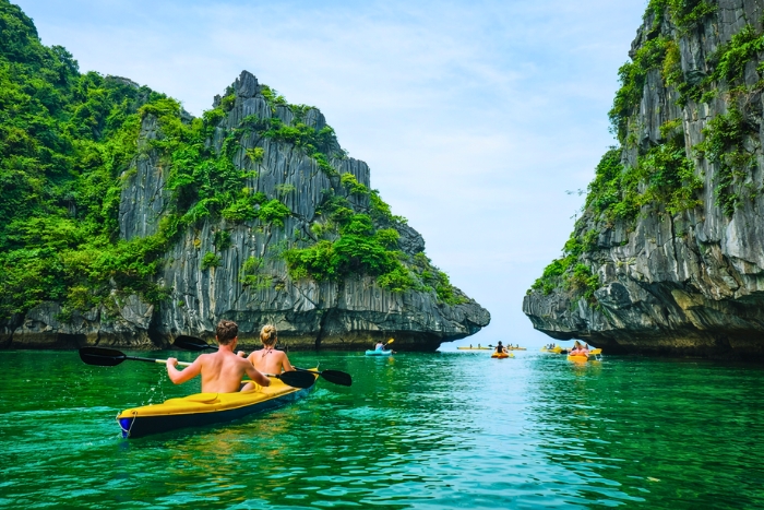 Cat Ba Island’s dramatic seascapes at one of the best snorkeling spots in Northern Vietnam
