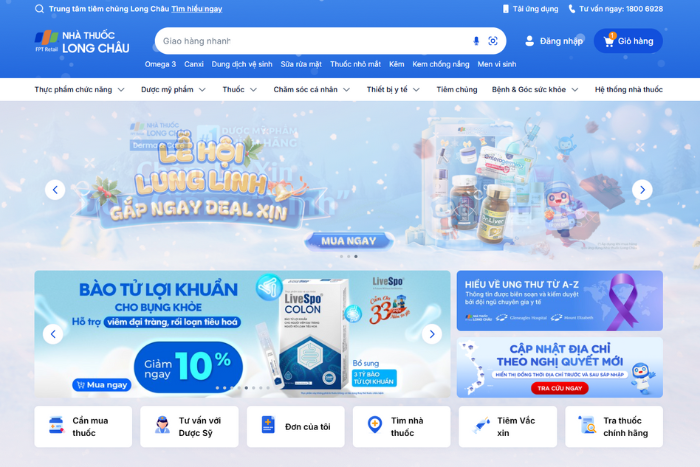Interface of a reliable online pharmacy in Vietnam
