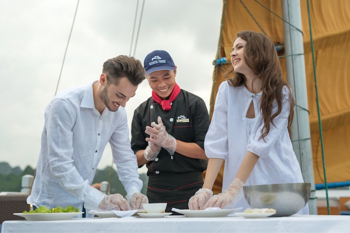 with many interesting activities on boat 