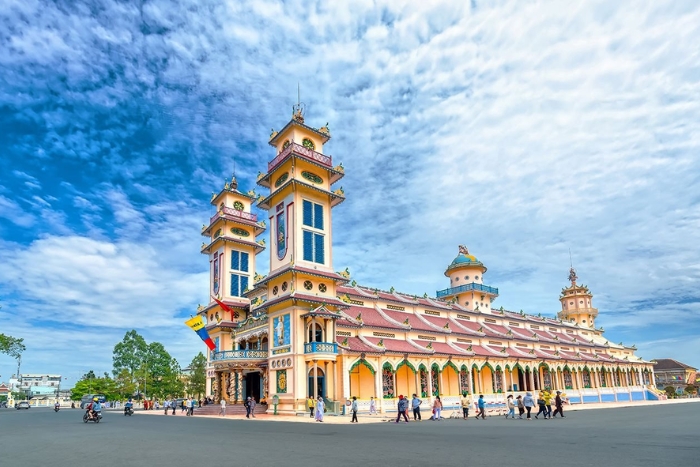Cao Dai temple in Tay Ninh is a spiritual center of Caodaism and one of the most emblematic temples in Vietnam